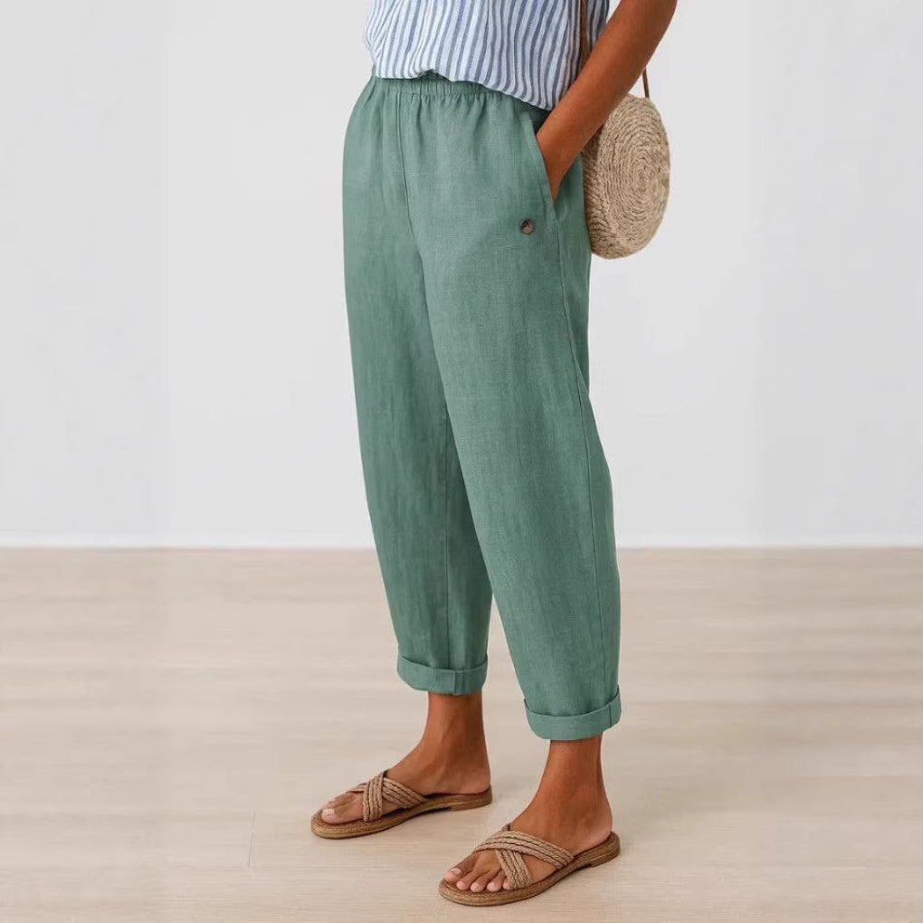 Womens Casual Pants With Digital 3D-printed Buttons