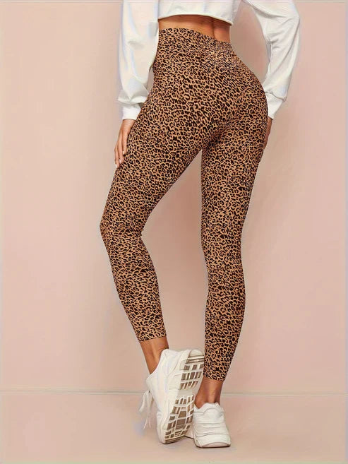 Leopard Print Højtaljede Leggings til Kvinder