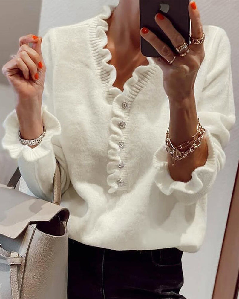 Princess - Stilfuld Striktrøje med Knapper-Modiva