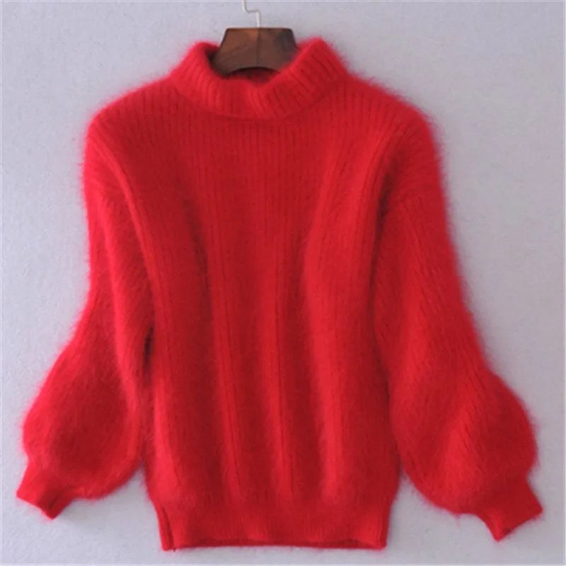 Afslappet strikket damesweater i angora – Livia