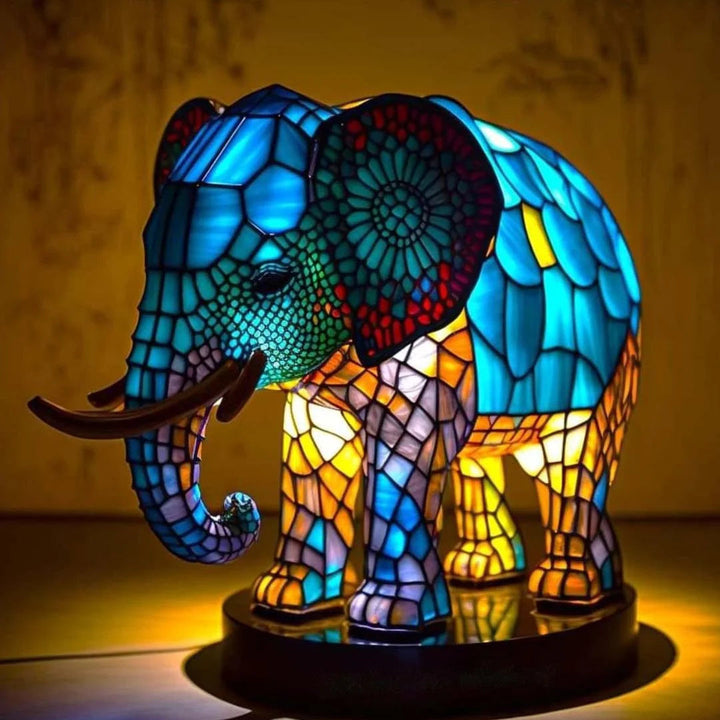 Bordlampe i farvet glas dyr dekorativt lys