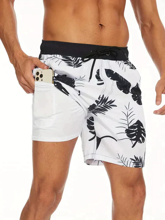 Trendy Mænd Swim Shorts med Foer og Telefon Lomme