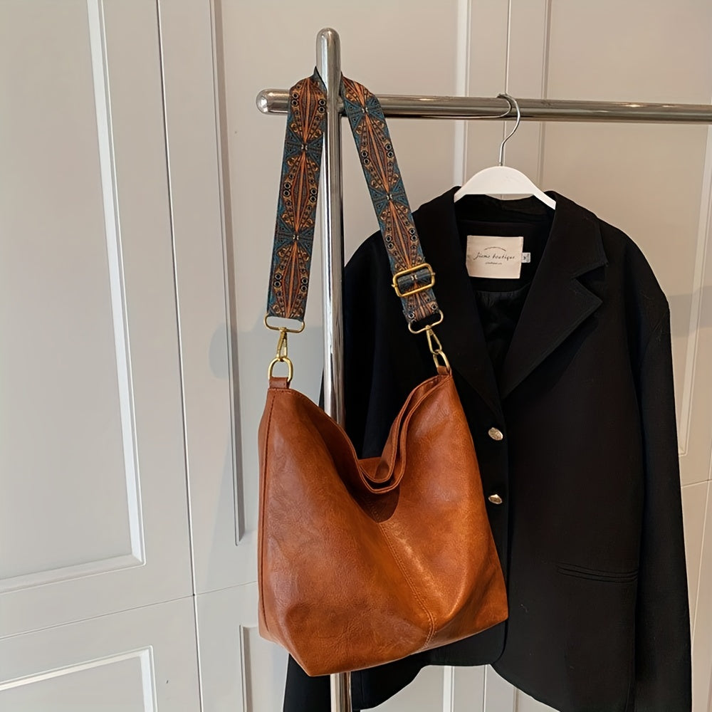 Rummelig geometrisk taske – skuldertaske med stor kapacitet i retrostil