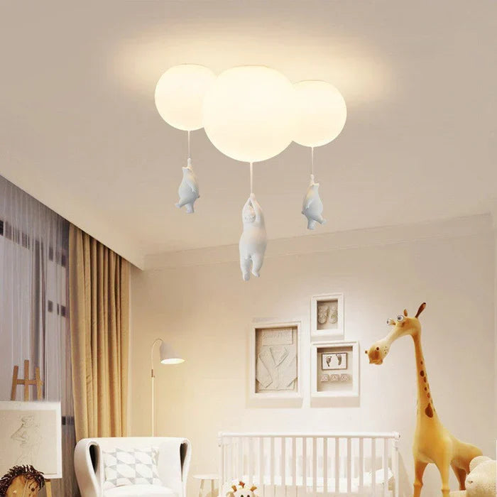 Loftlampe til børneværelset med bamse og ballon - CloudBear