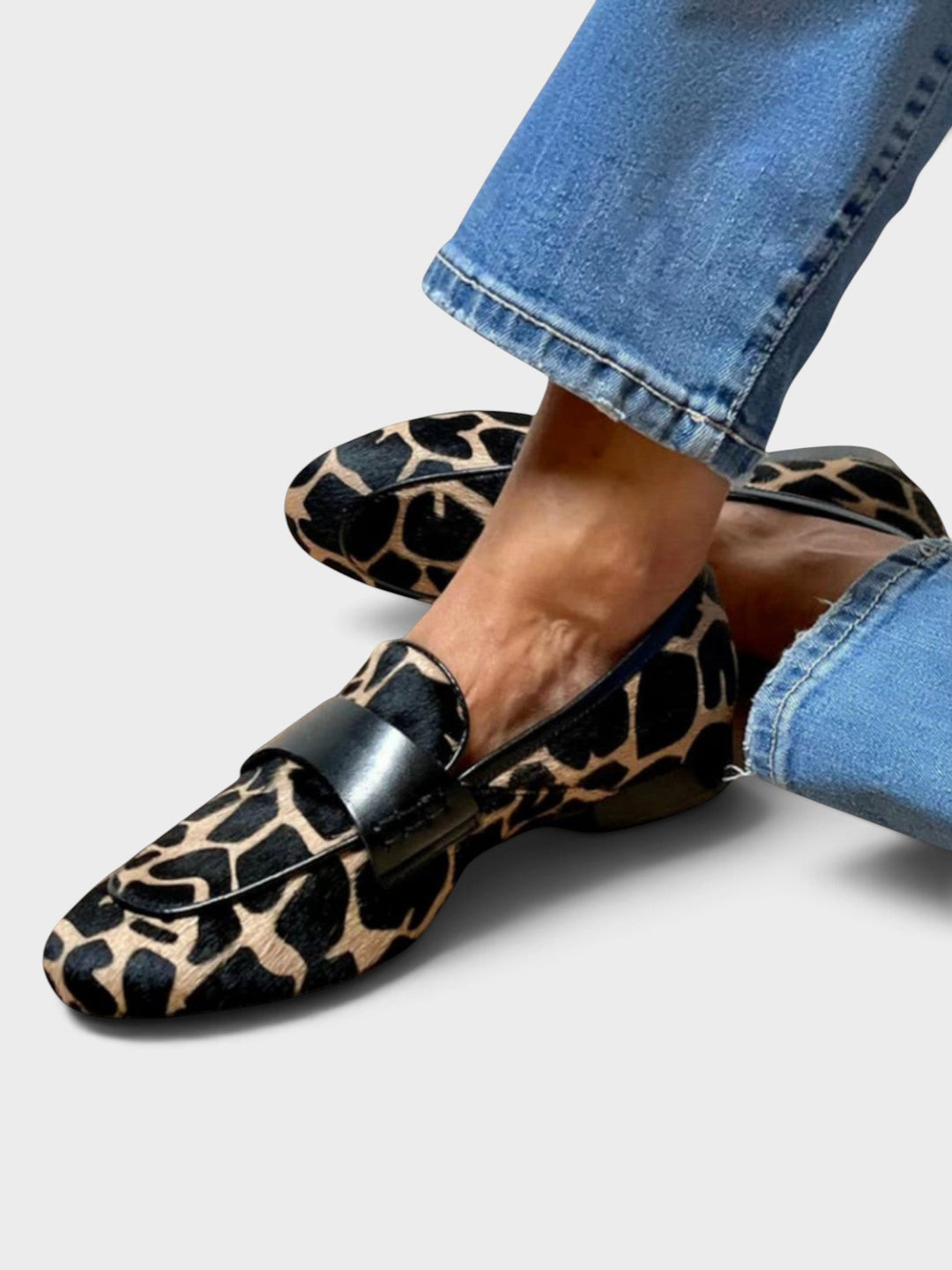 Loafers med leopardmønster og kontrastkant | Struktureret slip-on-sko