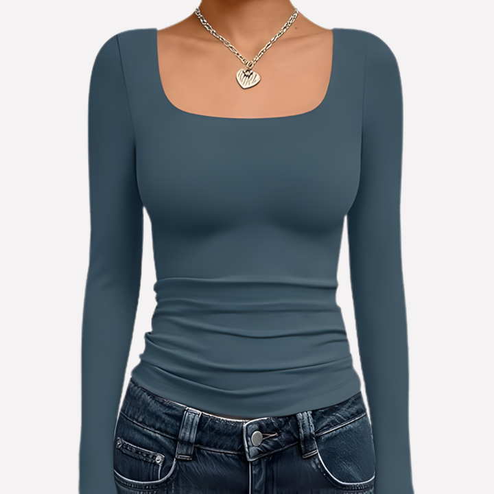 Kvinders Firkantet Hals Langærmet Crop Top