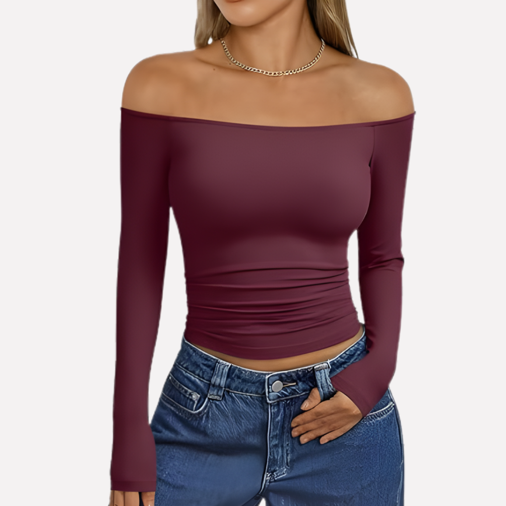 Kvinders Off-The-Shoulder Langærmet Top