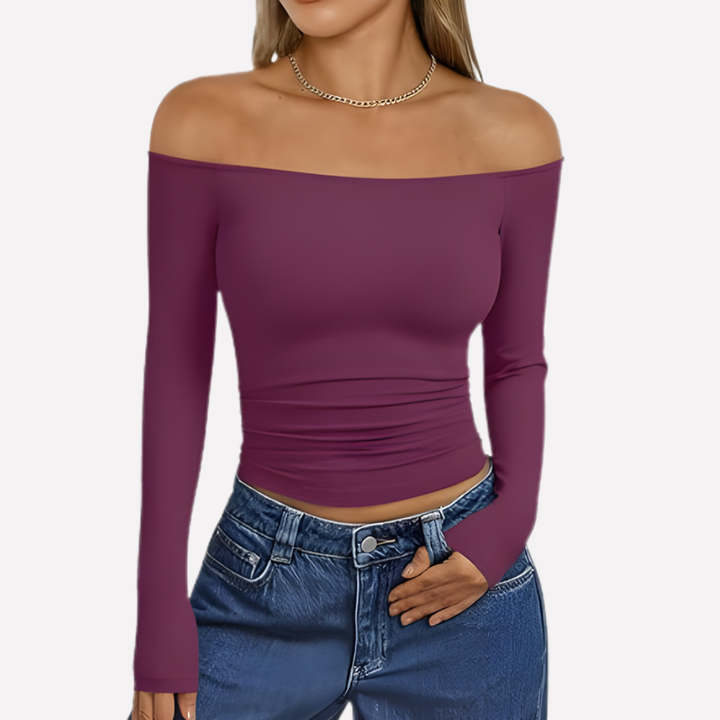 Kvinders Off-The-Shoulder Langærmet Top