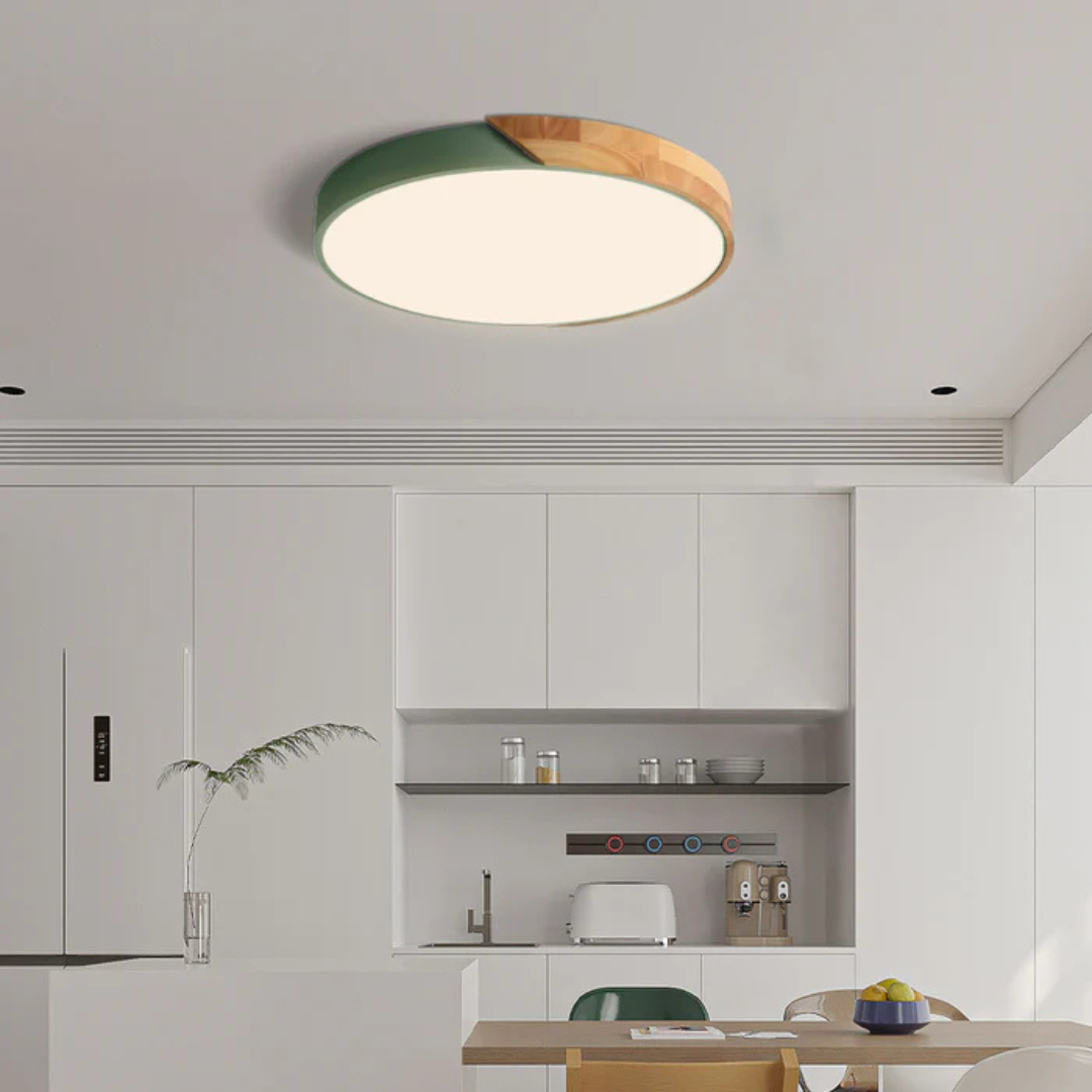 Delos Scandi-loftlampe i træ | Naturlig LED-designlampe