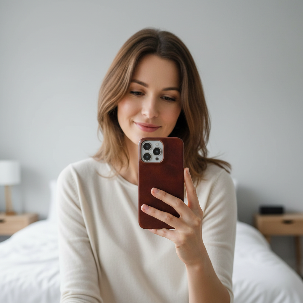 Ægte læder-cover med olievoks til Apple iPhone