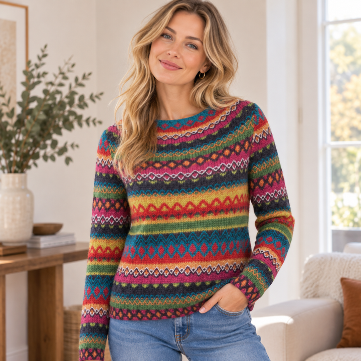 Kvinders Strikket Sweater med Rund Hals