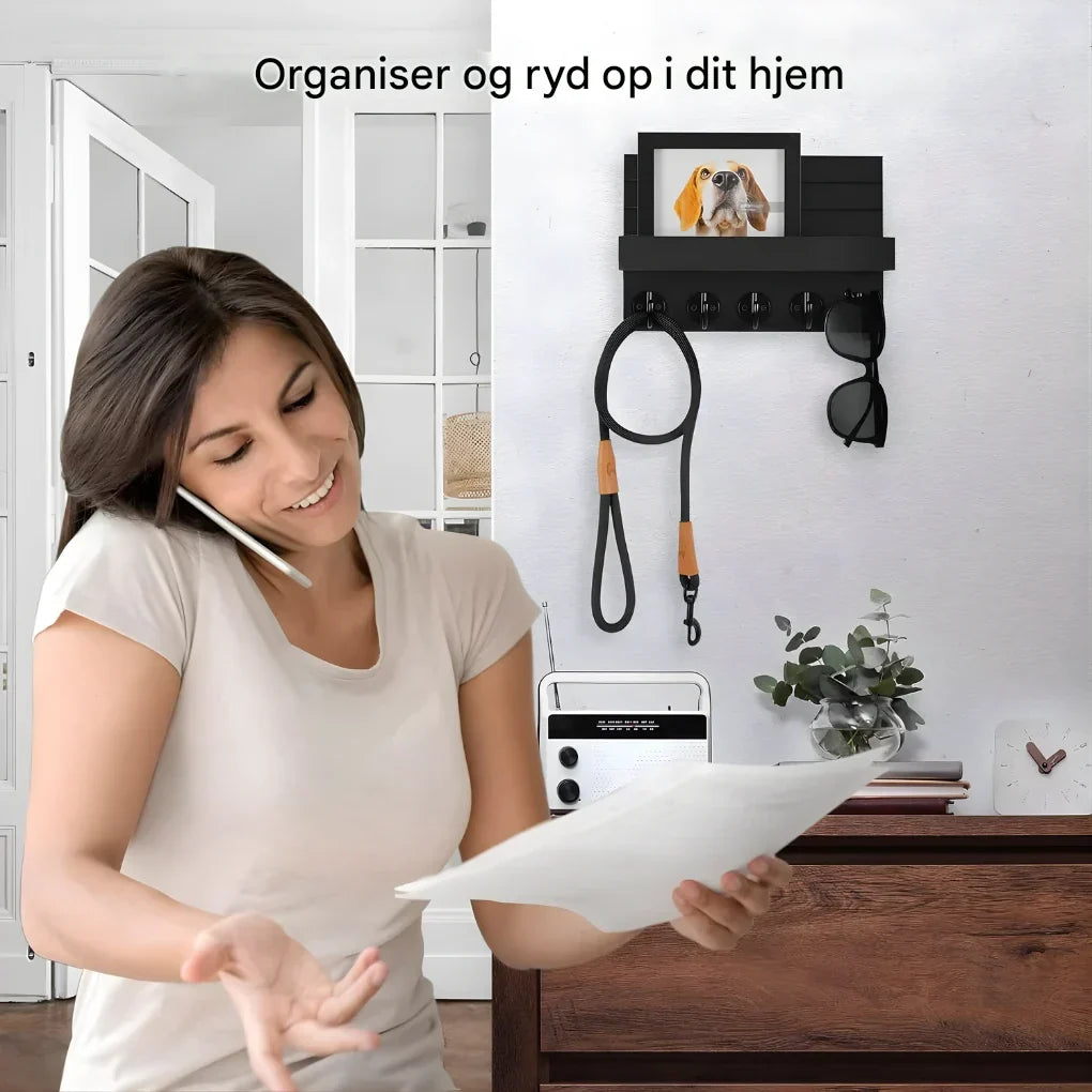 Væg Nøgle og Postholder med Hylde