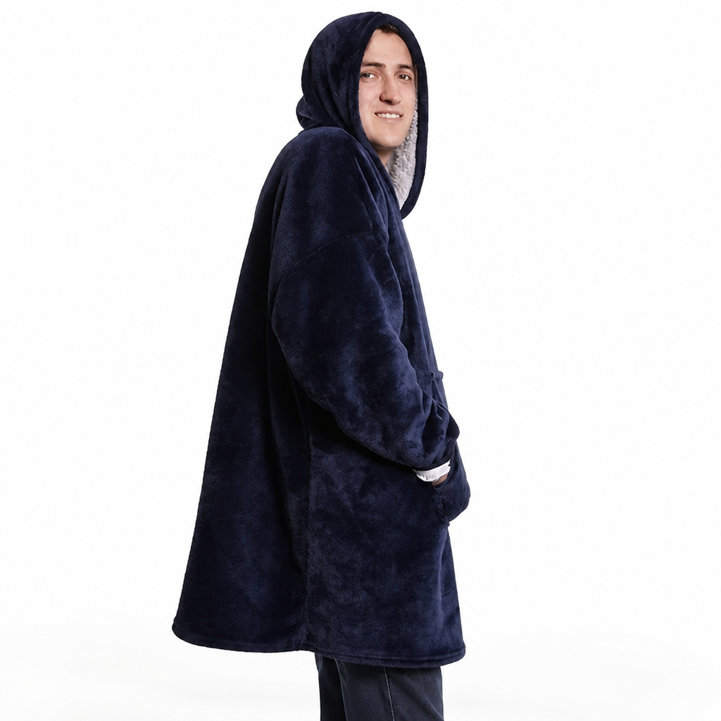 Ultrablødt oversize sherpa-hoodie-tæppe (med lomme)