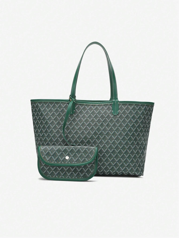 Afslappet Skuldertaske i PVC til Kvinder | Tote Bag | Stor Let Taske til Studerende