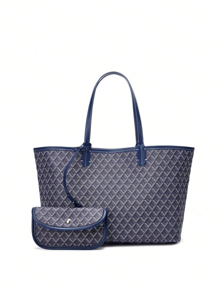 Afslappet Skuldertaske i PVC til Kvinder | Tote Bag | Stor Let Taske til Studerende