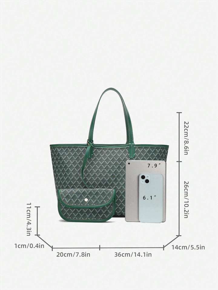 Afslappet Skuldertaske i PVC til Kvinder | Tote Bag | Stor Let Taske til Studerende