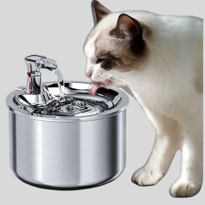 Vanddispenser til katte i rustfrit stål