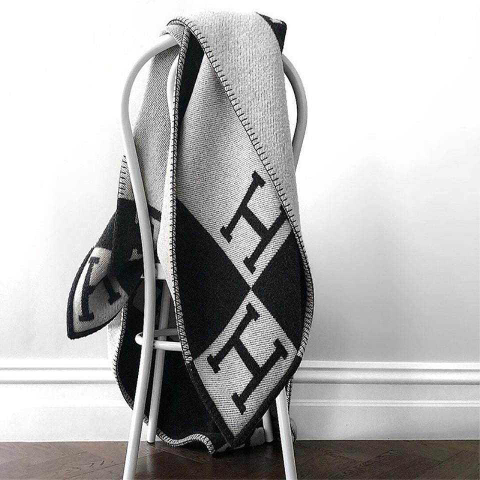 Premium plaid i cashmere og uld | Blødt og luksuriøst | Guld