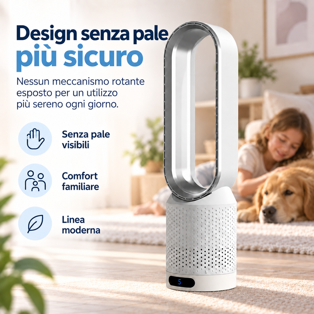 AirPure – Ultra-stille tårnventilator uden vinger (< 32 dB)