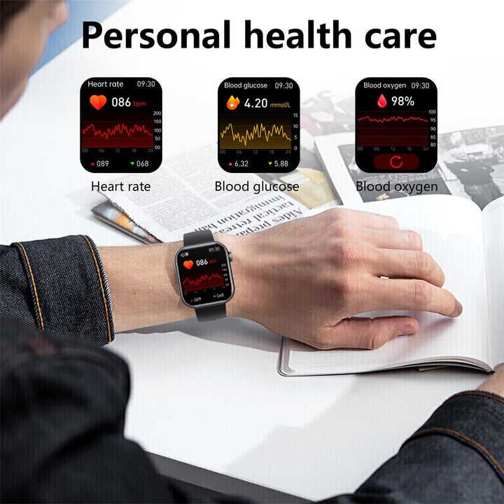 Vandtæt smartwatch med blodtryksmåler, iltmætning og søvnovervågning