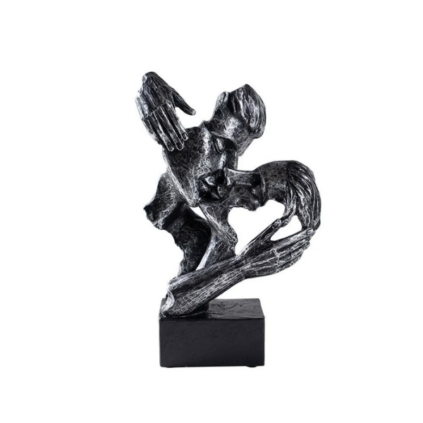 Abstrakt kunstskulptur – moderne parstatue til udstilling i hjemmet