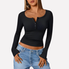 Kvinders Lange Ærmer Henley Top