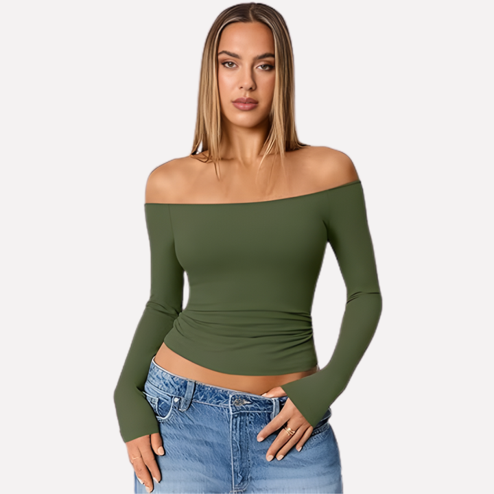 Kvinders Off-The-Shoulder Langærmet Top
