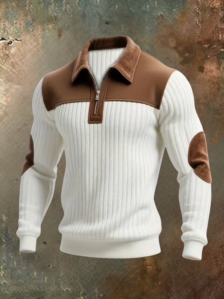 Luksuriøs herrepullover med detaljer i ruskindslook