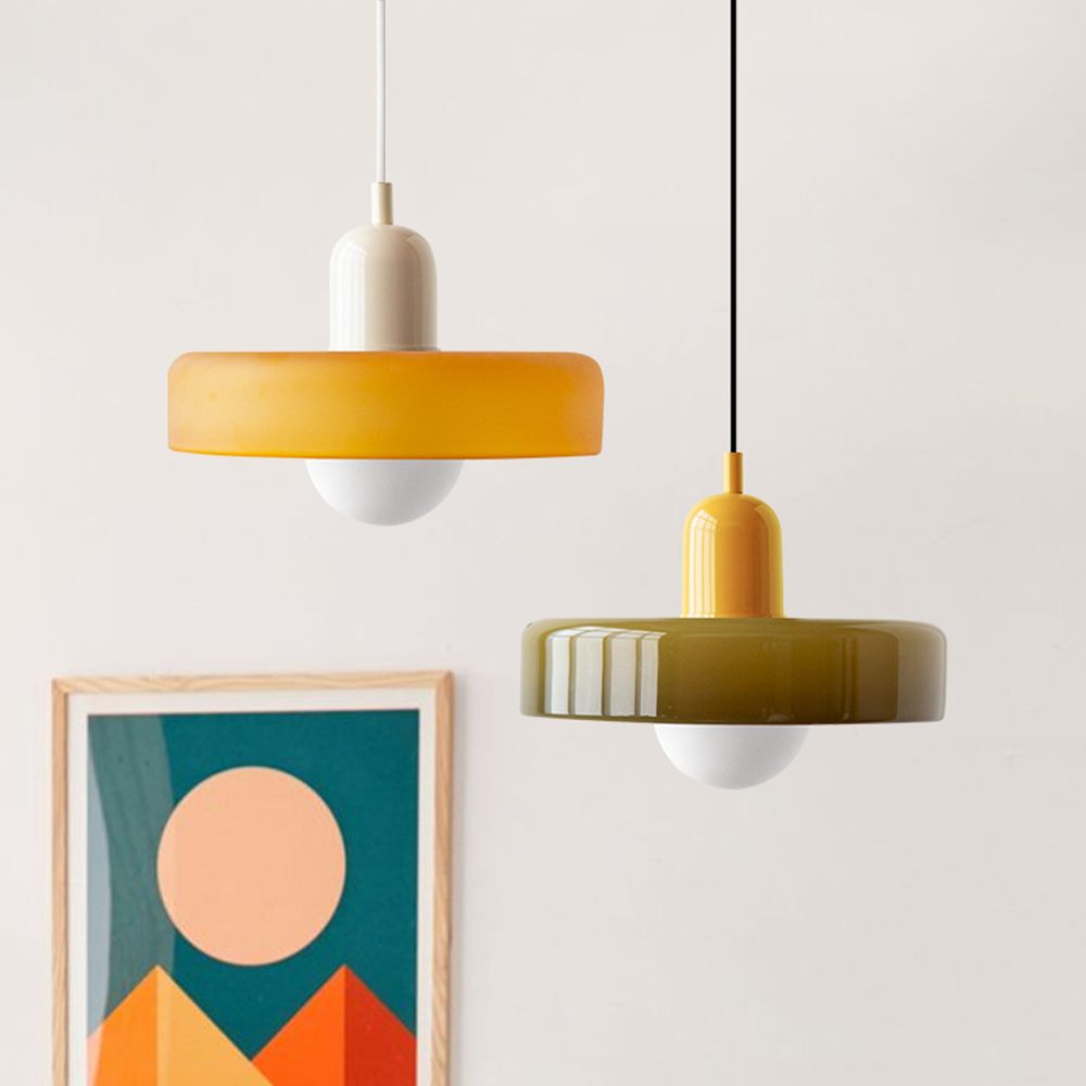 Farverig pendellampe i Bauhaus-stil - StiloGlas