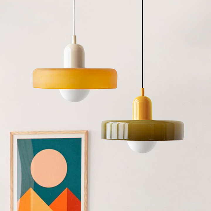 Farverig pendellampe i Bauhaus-stil - StiloGlas