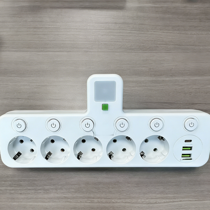 Stikdåse med USB og afbrydere | Flerstikdåse-overspændingsbeskyttelse 2500 W