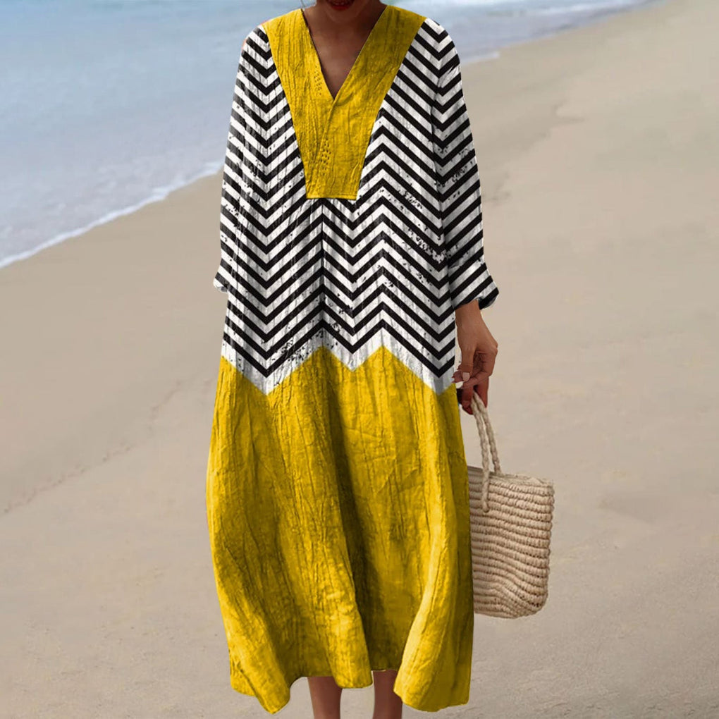 Long-sleeve Shirt Womens Casual Floral Maxi Dress