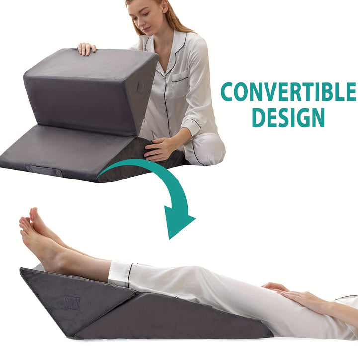 RelaxPlus Justerbar Ortopædisk Kilepude - Premium 7-i-1 Memory Foam-støttesystem