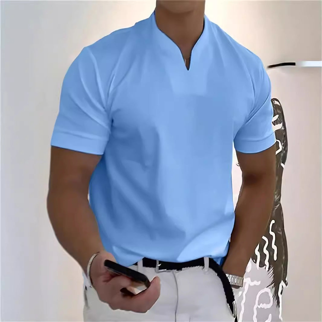 Men's Athletic T-Shirt Elastic Cotton Short-Sleeve Summer
