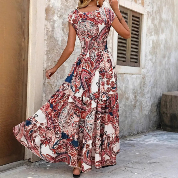 Blomstret maxikjole til kvinder i resort-stil