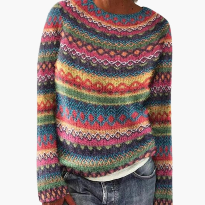 Kvinders Strikket Sweater med Rund Hals