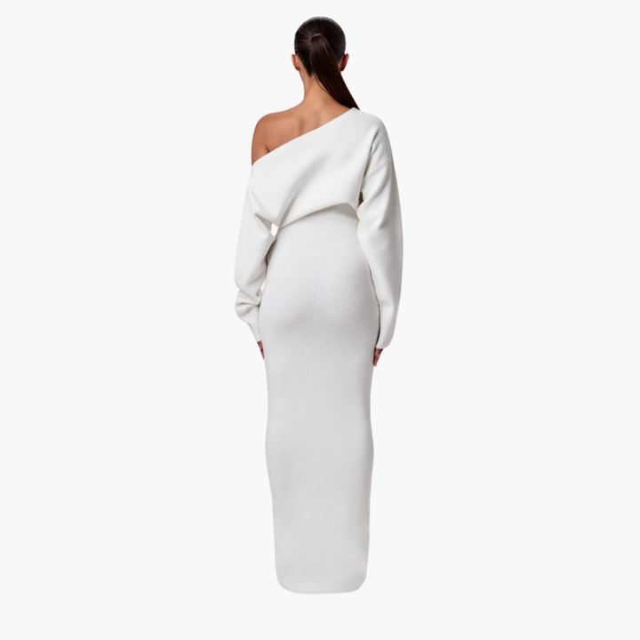 Off-Shoulder Strikkjole til Kvinder – Elegant Aftenkjole