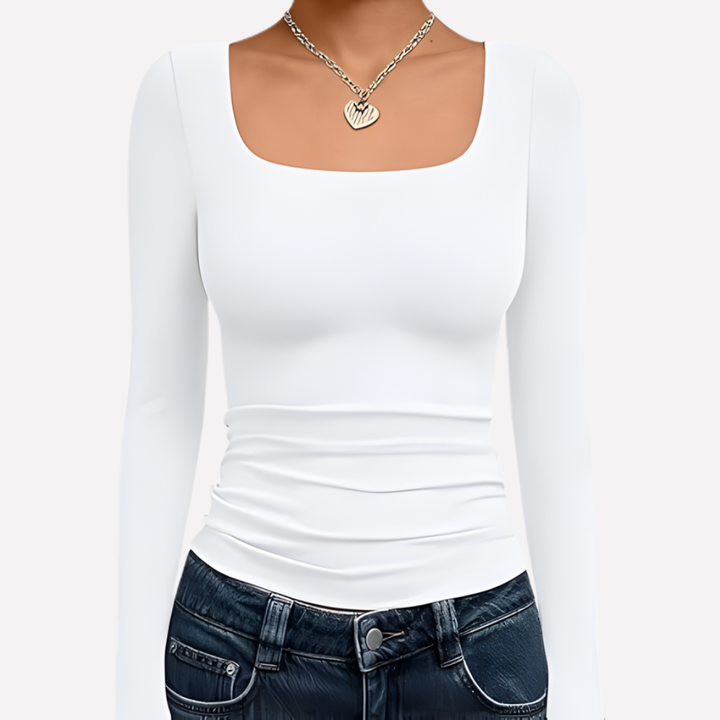 Kvinders Firkantet Hals Langærmet Crop Top