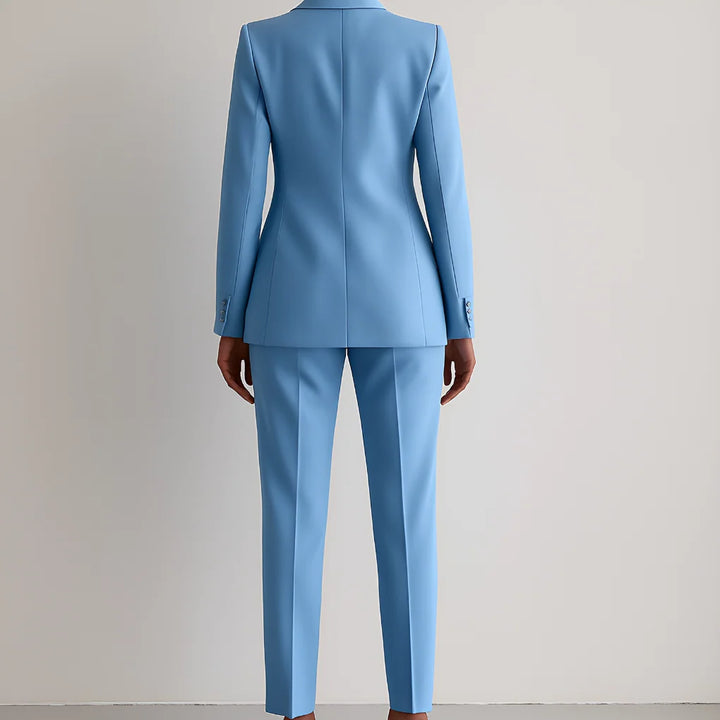 Sæt med elegant blazer og højtaljede bukser til damer