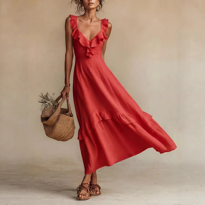 Ruffled Flutter Sleeves Dress Summer Elegant And Chic Sleeveless Dresses For Women