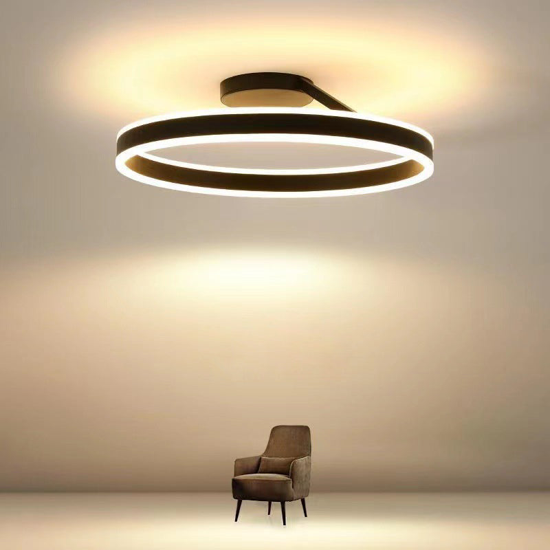 Arisha moderne rund LED-loftlampe sort/hvid til stue, gang, metal