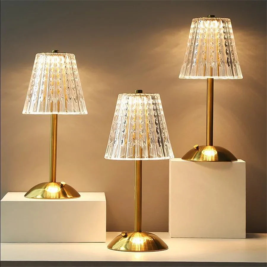 Krystalbordlampe dekorativt gyldent lys til moderne indretninger