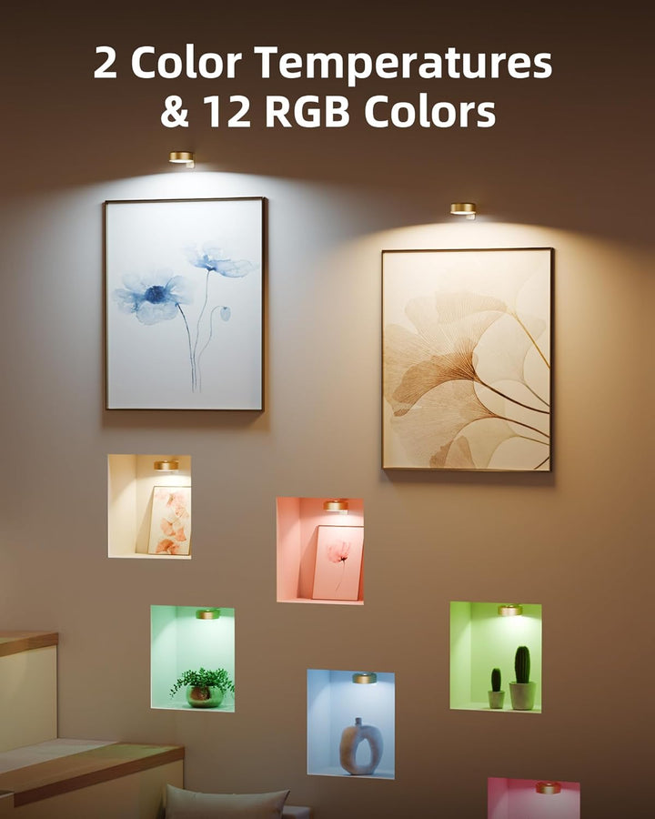 Justerbar magnetisk billedlampe | LED-touch & fjernbetjening, RGB/hvid, USB