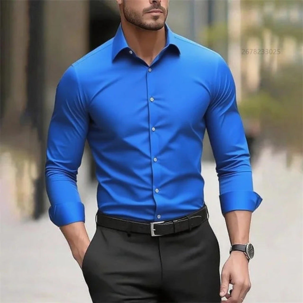 European And American Men's Business Long-Sleeve Wrinkle-Resistant, Non-Iron Casual Shirt