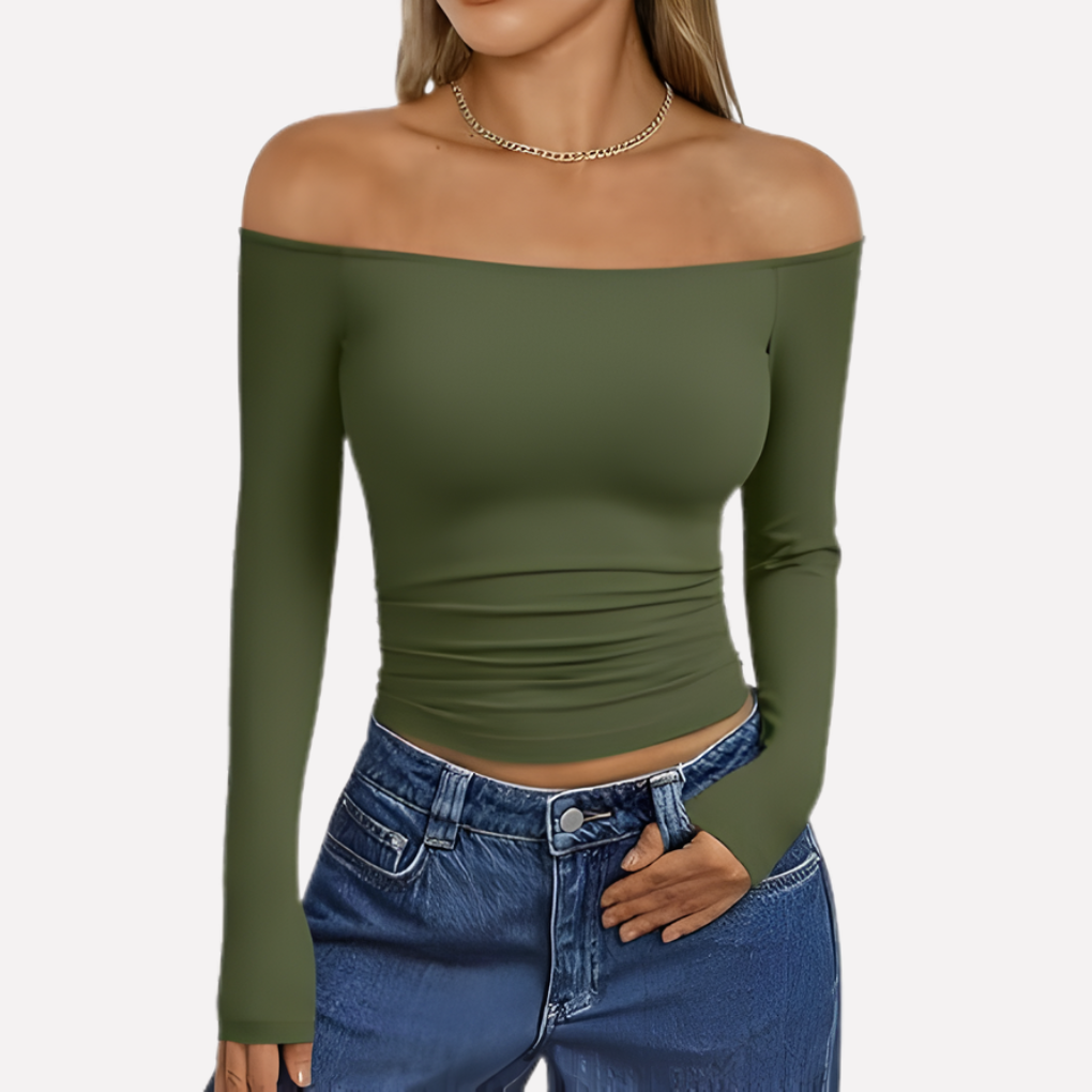 Kvinders Off-The-Shoulder Langærmet Top