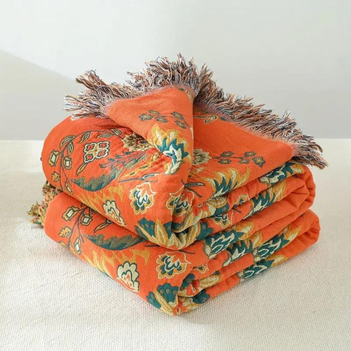 Vendbar plaid med vintageblomster