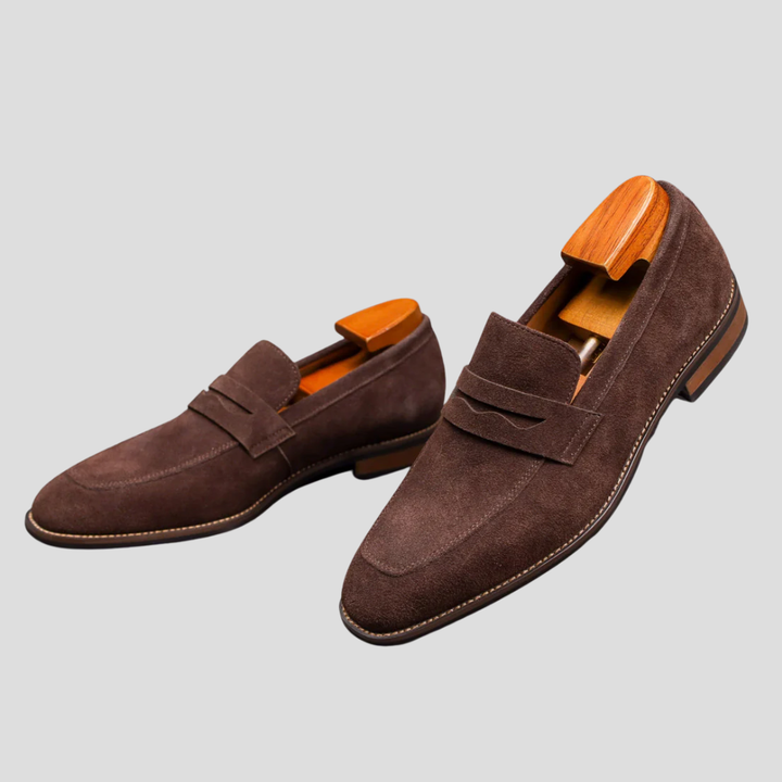 Herre-loafers i ruskind