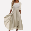 Kvinders blomsterprintet blonde chiffon aftenkjole