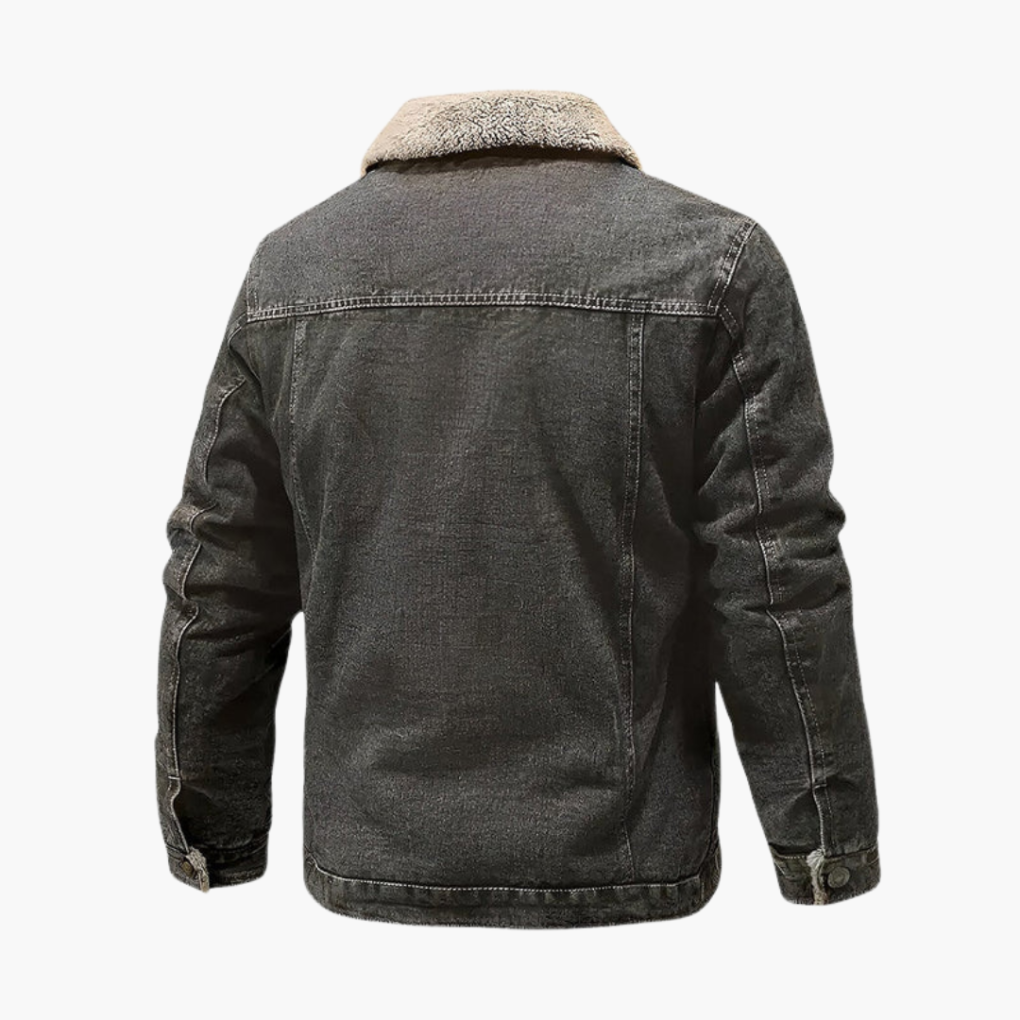 Herre Fleece-foret Denim Jakke Udsalgspris