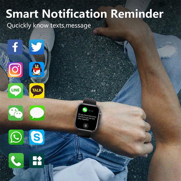 Vandtæt smartwatch med blodtryksmåler, iltmætning og søvnovervågning